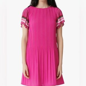 MAJE bright pink rolini pleated dress